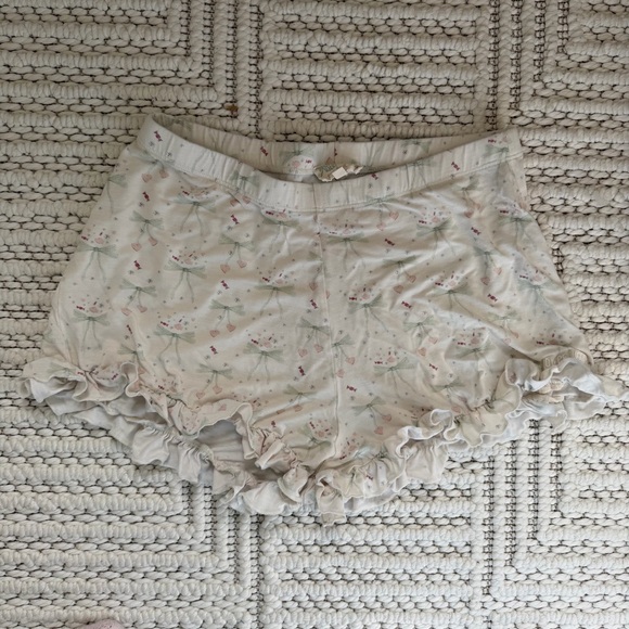 Djerf Avenue White Ruffle Pajama Shorts - Picture 3 of 4